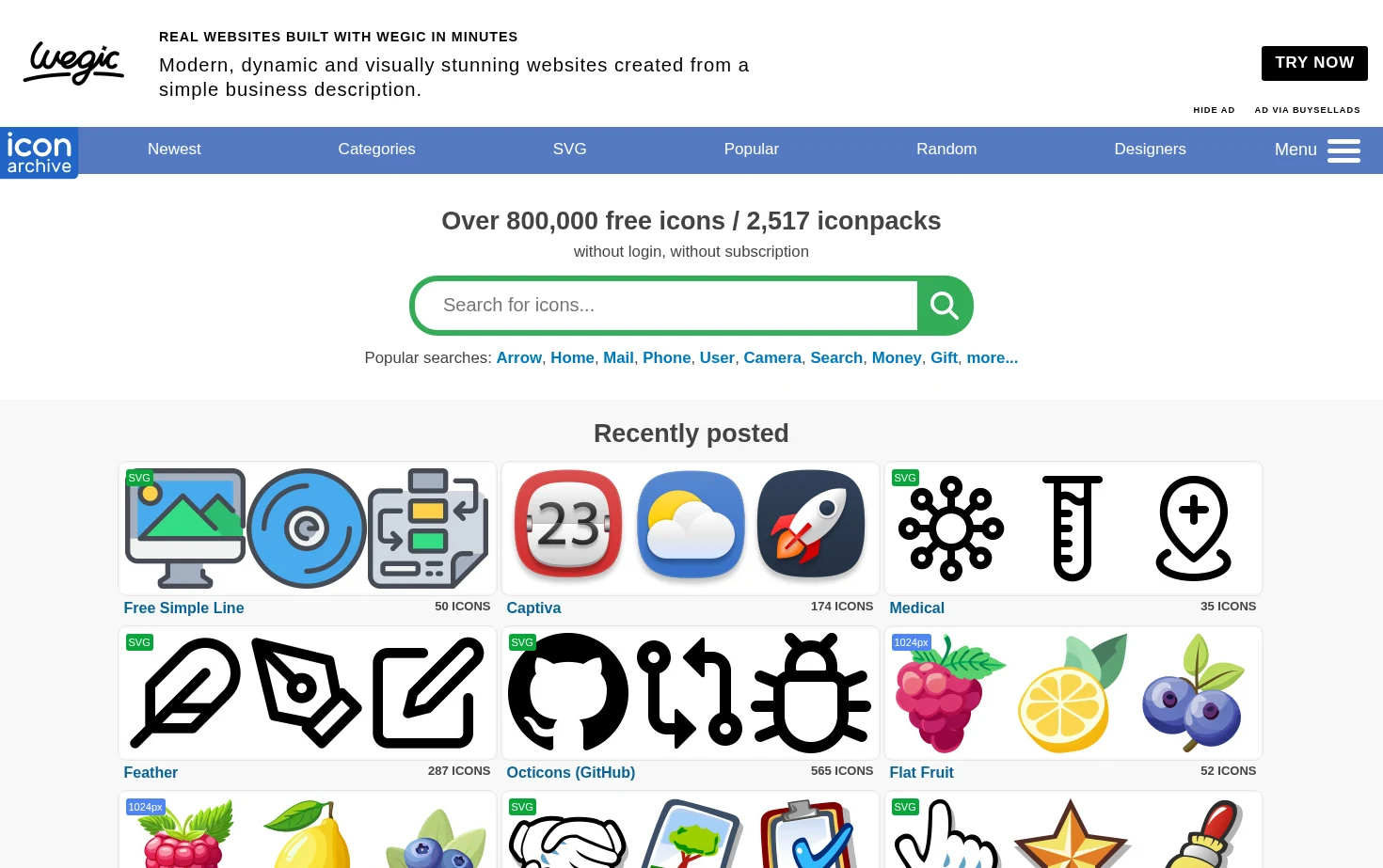 Icon Archive 页面快照